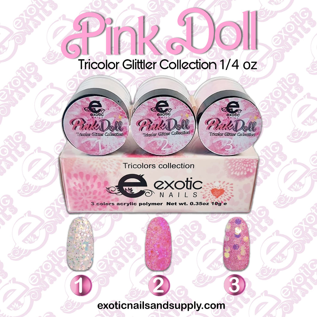 Pink Doll Glitter Tricolor Acrylic collection