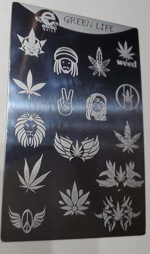 Green life stamping plate