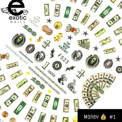 Money nail stickers