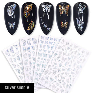 Silver Holo  Butterfly stickers